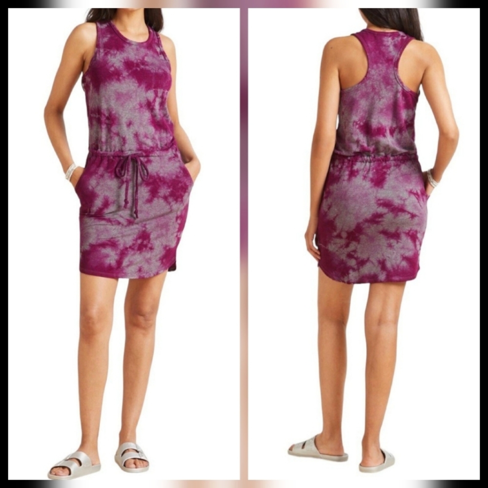 Sundry for Evereve The Weekender Purple Magenta Tie Dye Knit Dress 0 XS